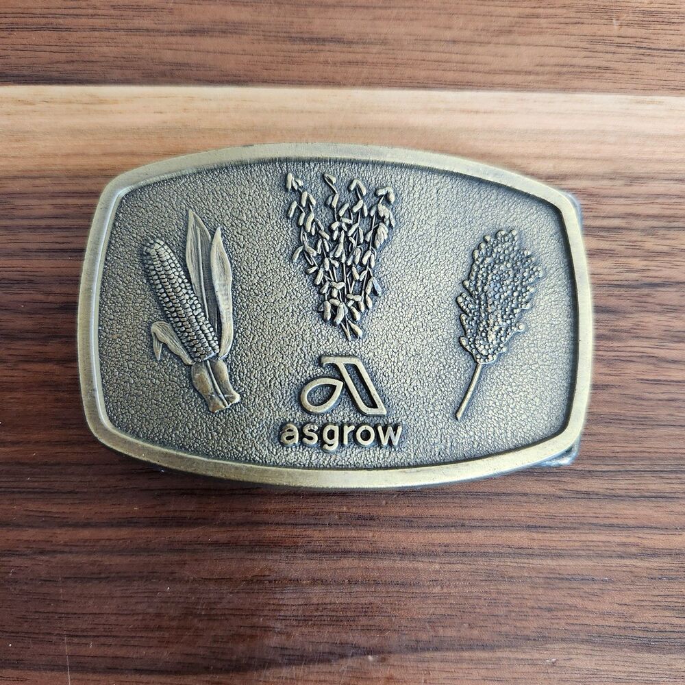 Asgrow Seed Vintage Agriculture Corn Soybean Sorghum Farming Belt Buckle